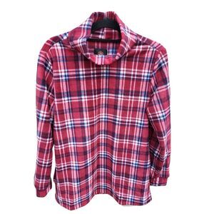 Mountain And Isles Sweater Large Womens Cowl Neck Long Sleeve Red Plaid Pullover